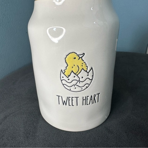 Rae Dunn by Magenta Tweet Heart Yellow & White Top Ceramic Jar Container - Picture 5 of 11
